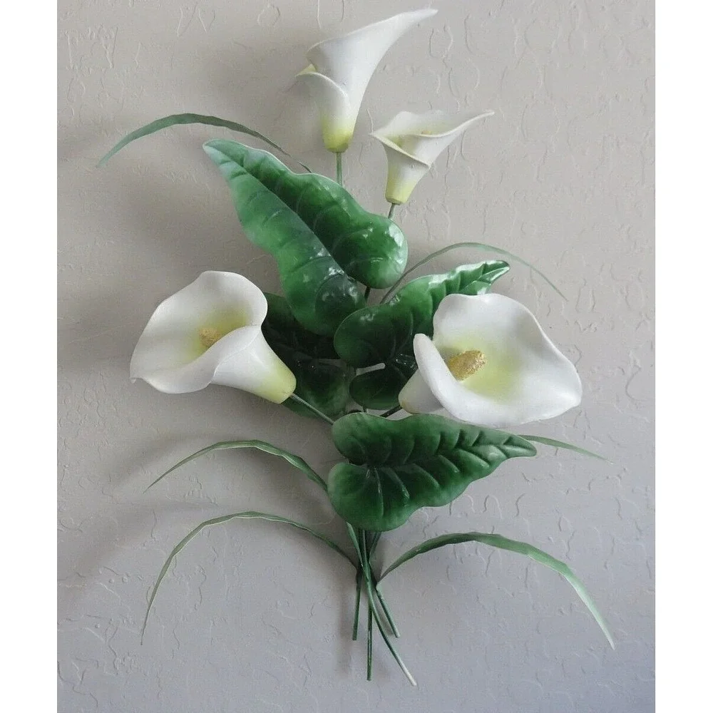 Tropical Calla Lily Flowers Wall Hanging Painted Metal 15